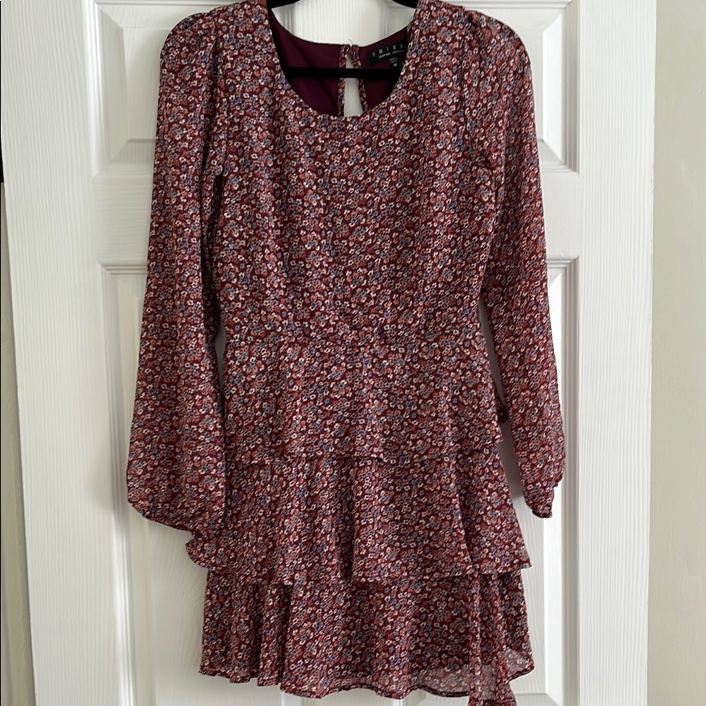 Trixxi Burgundy Floral Dress